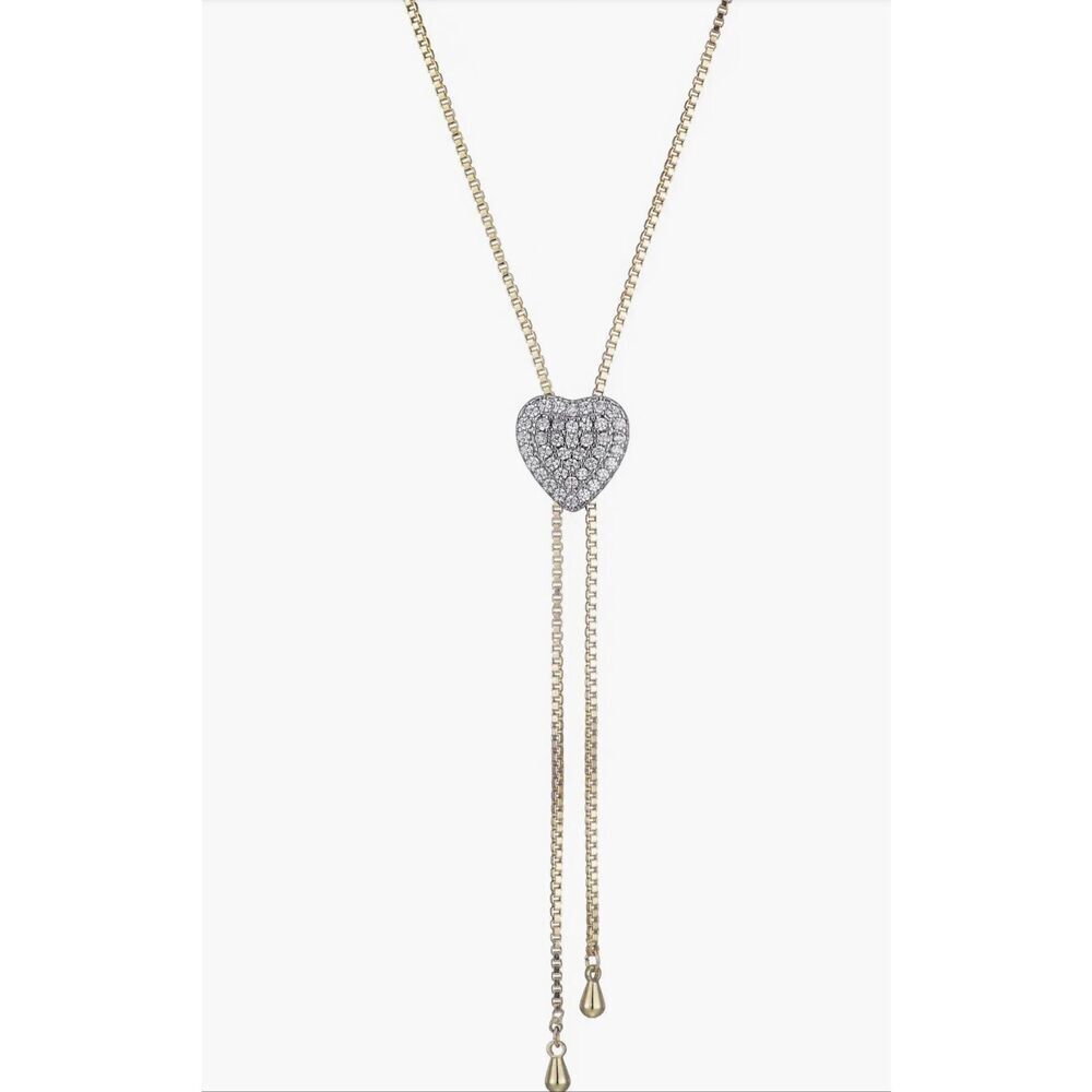 Adornia Cubic Zirconia Heart Bolo Necklace - 14k-gold plate/cubic zirconia